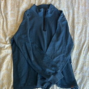 Blue Zip Up Sweater with Stand-Up Collar